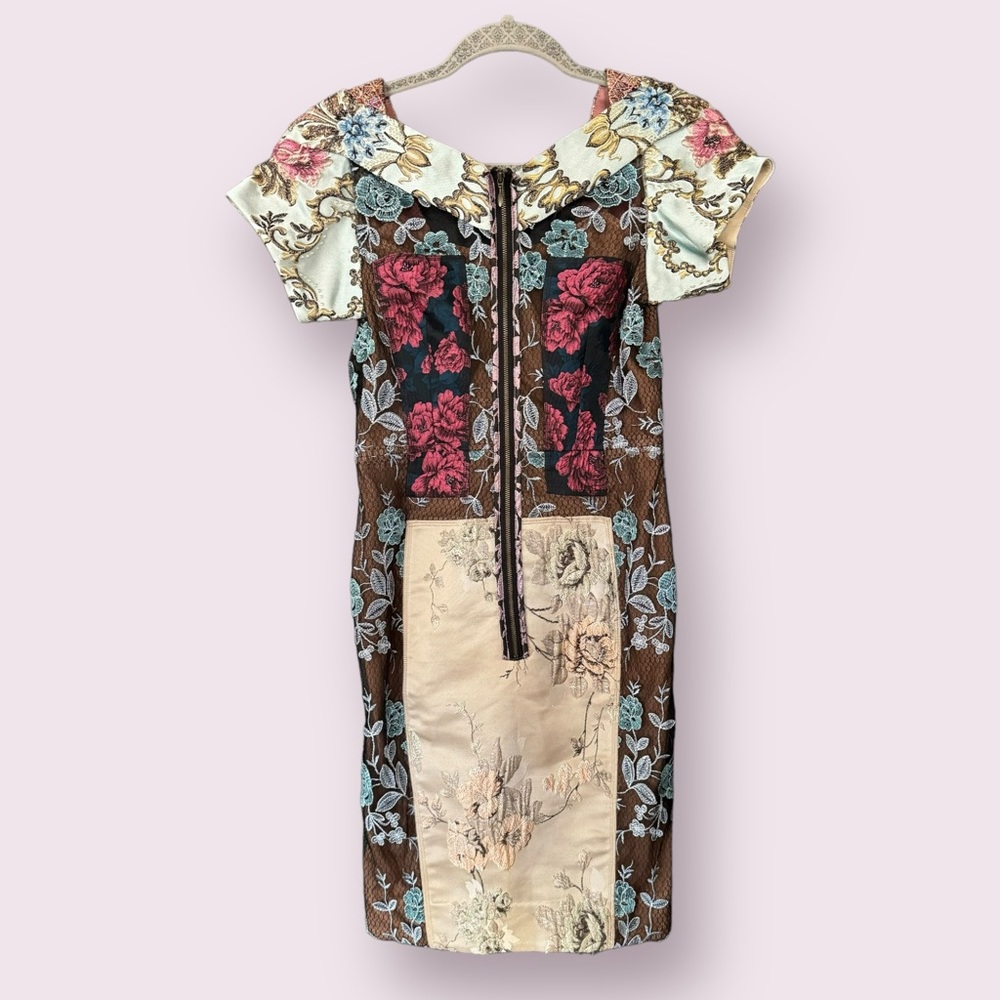 Beguile Byron Lars Anthropologie Pieced Brocade Tapestry Cocktail Dress size 0